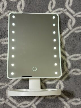 White LED Lighted Rotating Tabletop Vanity Makeup Mirror